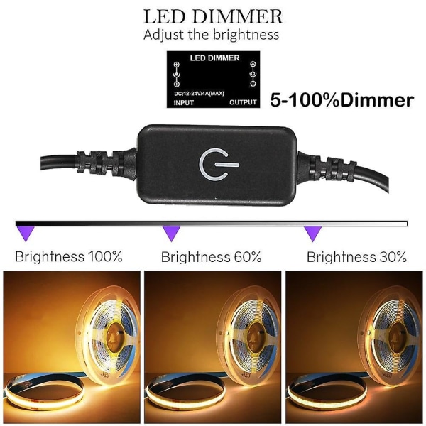 COB LED-remsa med vattentät dimmer, 5 meter, för sovrum och kök