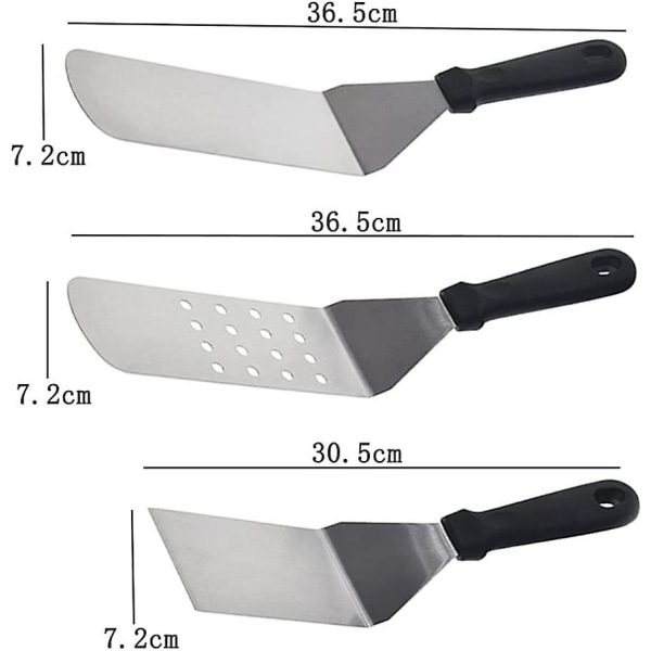 Rustfritt stål Steak Steak Steak Spatel Pizza Skrellet Grill Kjøkken Kjøkkenverktøy (størrelse: Lang slikkepott)
