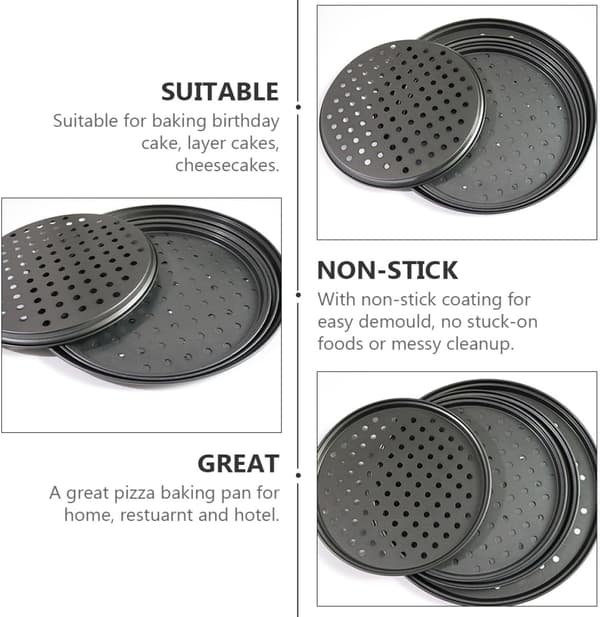 Non-Stick Pizza Bakform Kakform Kolstål Rund Form