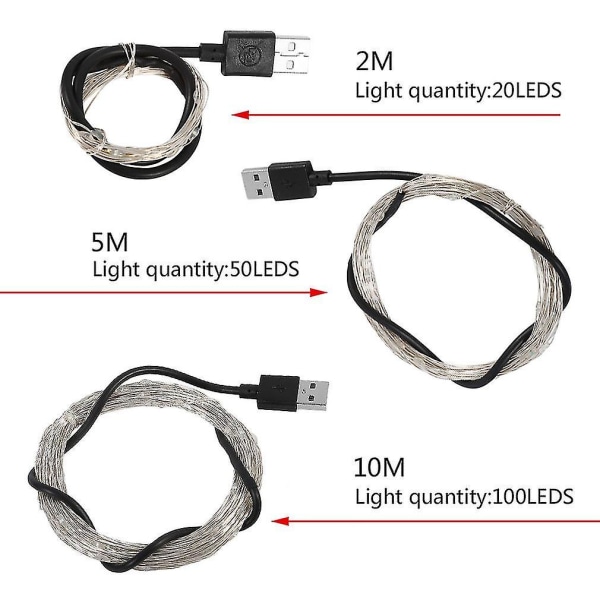 Vattentäta 5m 50LED Silvertrådsljusslinga Dekoration