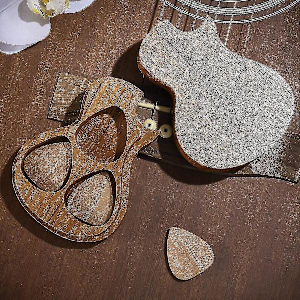 Guitar Pick Box med 3 Picks, Samlergraveret Guitar Pick Box Klassiske Trekant Guitar Picks Guitarist Musiker