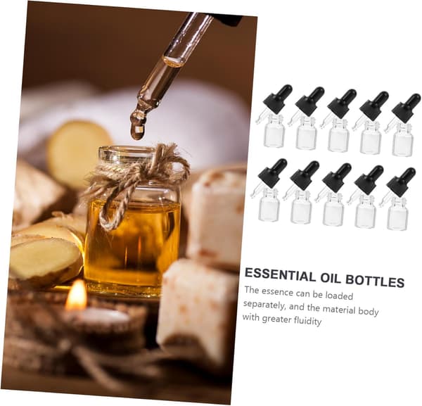 10 st 5 ml eteriska oljedroppflaskor i glas med svarta lock Aromaterapioljedispensrar Läckagesäkra