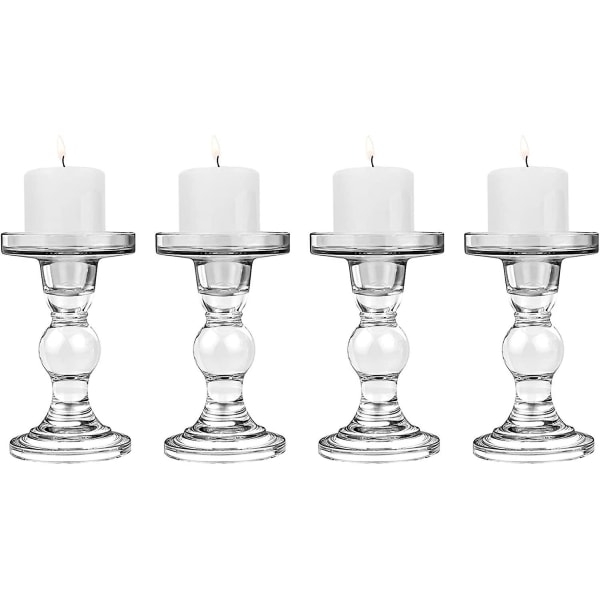 [4 kpl lasisia kynttilänjalkoja, (8 * 8,5 * 11,5 cm) kynttilänjalka pyöreällä pohjalla, vakaa kartiomainen kynttilä Ho
