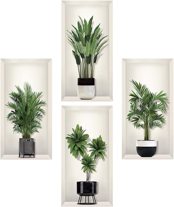 3D Grön Växt Väggdekor för Vardagsrum och Glasdekoration, PVC-material