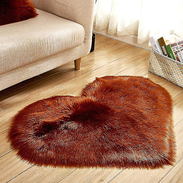 Vintermatta Solid Färg Ull Imitation Hjärta Form Kärlek Plysch Deko Vardagsrum Bord Soffa