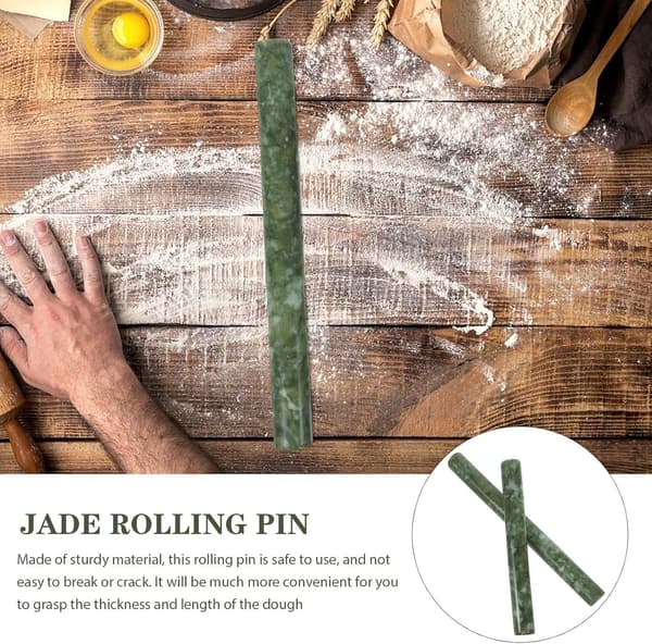 2 stk. Kjevle i Jaderull, Kjøkkenkjevle, Non-Stick Overflate, Naturstein, Solid Deigrull