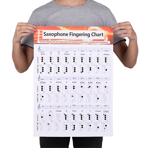 Sinknap Saksofon Fingertavle Akkorddiagram Musikk Instrument Øvingstilbehør for Begynnere