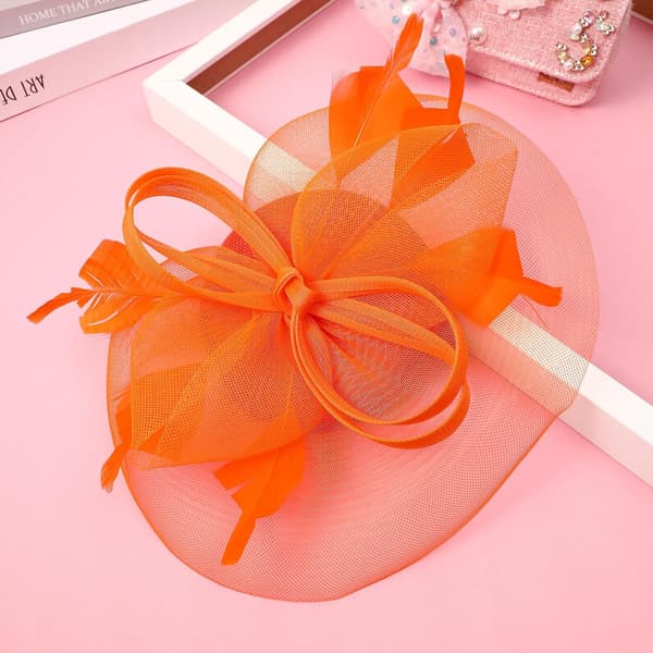 Pandebånd Fascinator Hat Mesh Bånd til Kvinder Teselskab Bryllup Begivenhed Orange