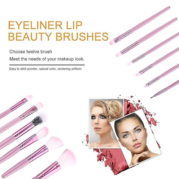 12 stk. Makeup Pensler Skønhedspensler Sæt med PU Etui