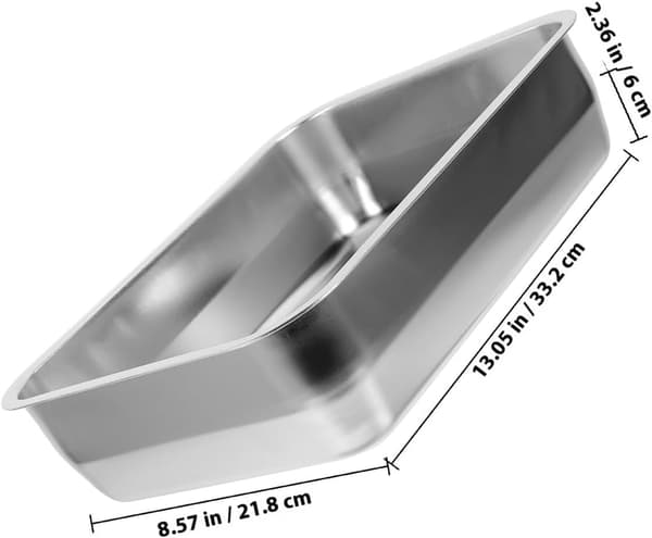 Serveringsbrett i rustfritt stål, stekepanne, rektangulær, elegant metall, ikke lett å deformere