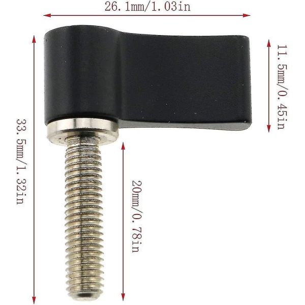 2 stk L-formet 7-formet håndtak Skrue M5 20mm Hanngjenger Roterende Knott