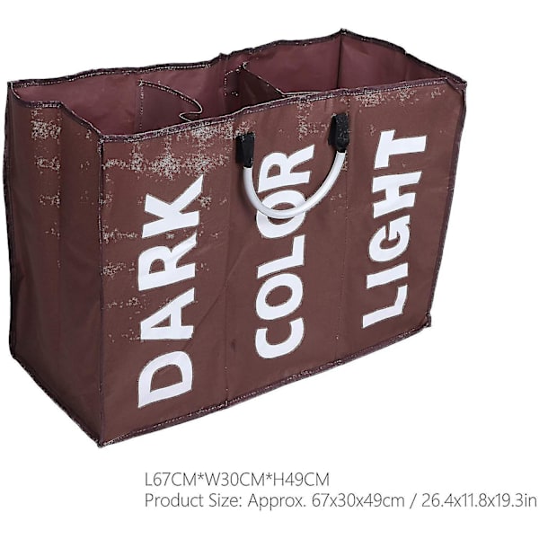 Vasketøjskurv Husholdnings Foldbar Vandafvisende Tøjopbevaringspose Med Kaffe Aluminiumshåndtag 6.4x11.8x19.3in