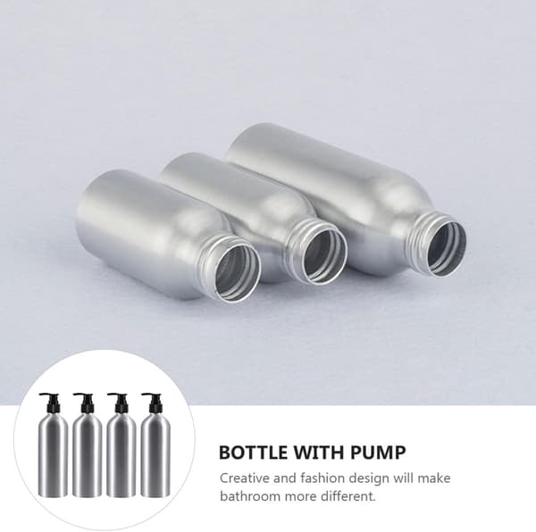 4st Press Lotion Underflaskor Flaska med Pump 250ml Aluminium Påfyllningsbar Spiral