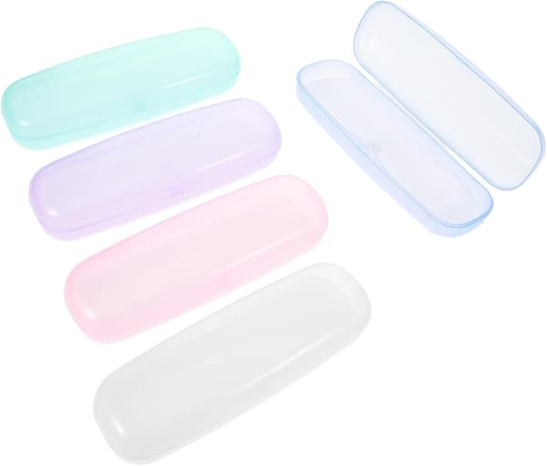 5-pack bärbara glasögonfodral i plast – Lätta stötsäkra solglasögonhållare