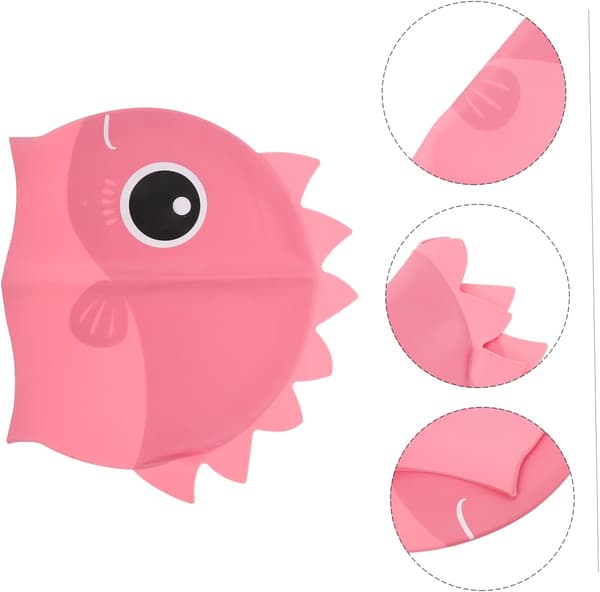 Vanntett svømmehette i silikon for gutter, stor tegneserie dinosaurdesign badehette