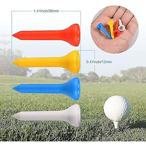 100 stk 1.42 tommer 36 mm Profesjonelle Plast Golf Tees Blandet Farge