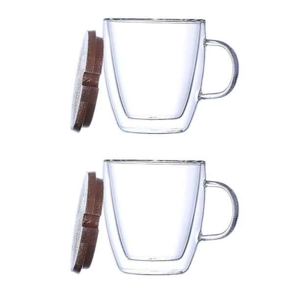 350ml Dubbelväggiga Isolerande Kaffe Koppar med Handtag och Lock