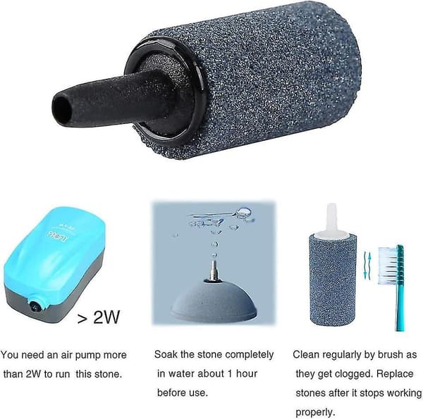1 Tomme Luftsten 10 Styk Cylinder Boble Diffusor Luftsten Til Akvarium Fiskedam Pumpe Grå/blå