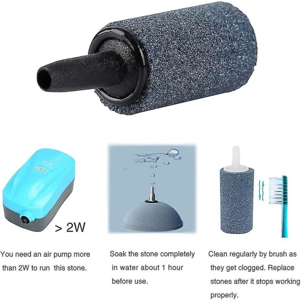1 Tomme Luftsten 10 Stykker Sylinder Boblediffusor Luftsten For Akvarium Fiskedam Pumpe Grå/blå