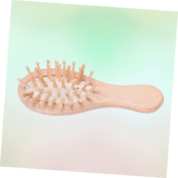Hårborste i trä med luftkudde massagekam Mini 12x4x3cm Hårbottenmassagekam