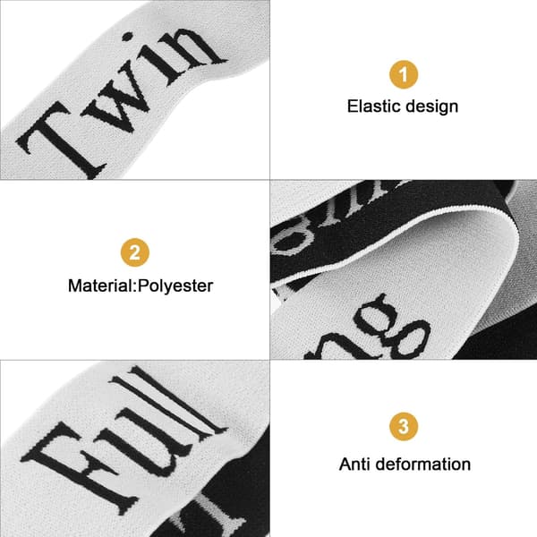 4 stk elastisk lakenbånd oppbevaringsstropper hvit polyester justerbar elastisk design moteriktig
