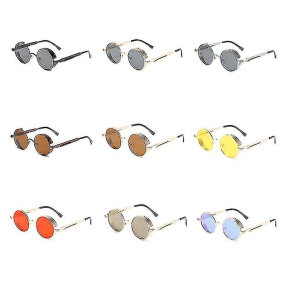 Retro Runde Solbriller i Metall color3