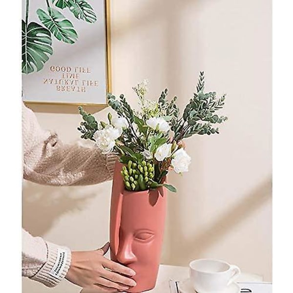 PE Blomvas, Abstrakt Kreativ Mänskligt Ansikte Display Rum Dekoration Skrivbords Prydnad För Hemmet