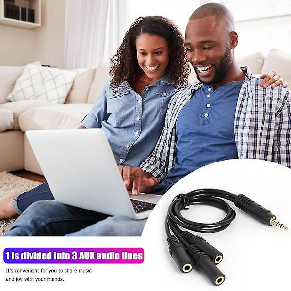 Hodetelefon Splitter Lydkabel 3,5 mm Jack 3-veis Splitter Adapter Aux Kabel For Høytaler Mp3 Spiller Gullbelagt Adapter