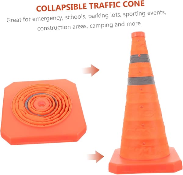 Justerbar infällbar orange trafikkon 45 cm utan ljus Multifunktionell säkerhetskon