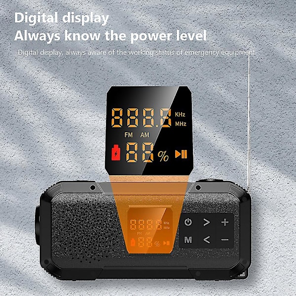 Udendørs Camping Nødradio Solenergi Håndsving Dynamo Radio Bt5.0/fm/am/noaa 2000mah Telefonoplader Powerk Lommelygte Sos BT5.0 Red