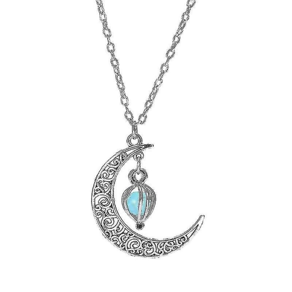 Charm Moon In The Dark Glödande sten Halsband Neo-gothic lysande hänge