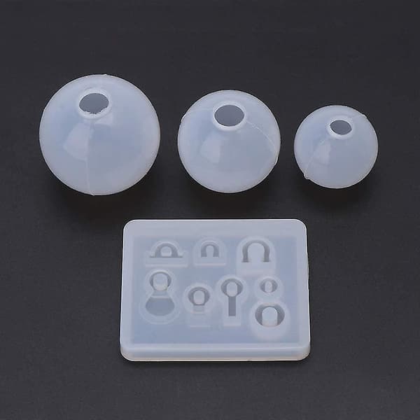 4 stk. Sfæriske Krystal Epoxy Silikonforme DIY