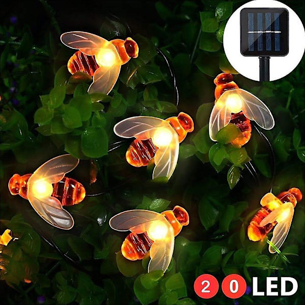 Solcells-drivna Bi-Ljus 8 Funktioner Fairy Bee Ljussträng