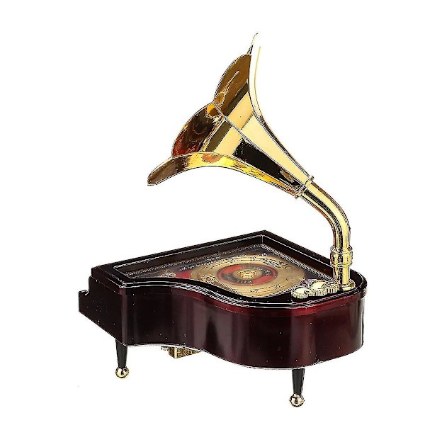 Vintage Retro Piano Levy soitin Kultaisen Trumpetin Sarven Musiikkilaatikko Koti Koristeet