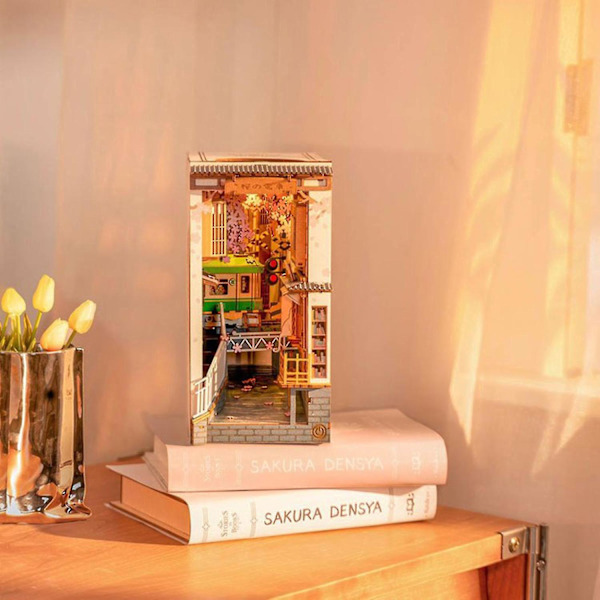 3D Rolife Booknook Kit Bogstøtte Træpuslespil Bogreol Led