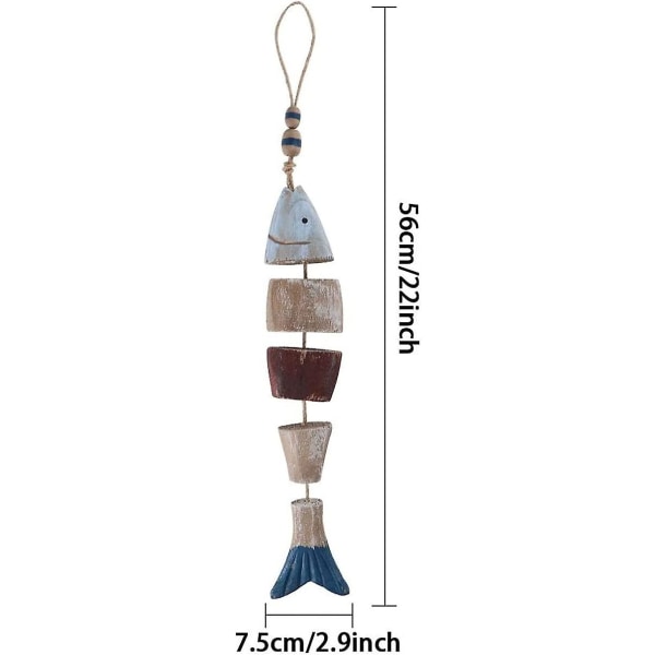 Hängande träfisk, 1/2 stycken nautisk dekor, medelhavsväggprydnad för medelhavs