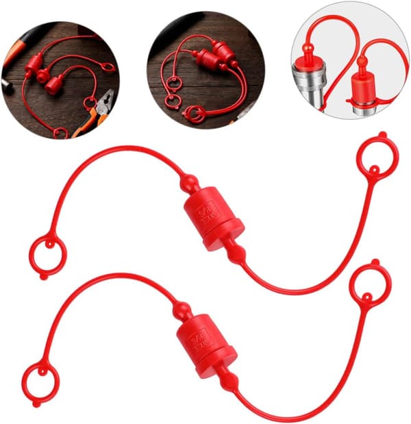 Hydraulkoppling Dammskydd och Plugg Kit Plast Dammskydd för Hydraulsystem 2 Satser Röd