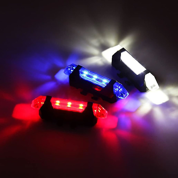 Cykel Baglygte Bag LED USB Genopladelig Vandafvisende Baglygte Sikkerhed Advarselslampe Rød Baglygter (rød) (1 stk)