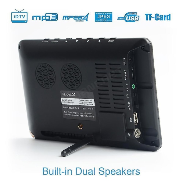 Leadstar D7 Bærbar Tv Dvb-t2 Atsc Isdb-t Tdt 7inch Bil Tv