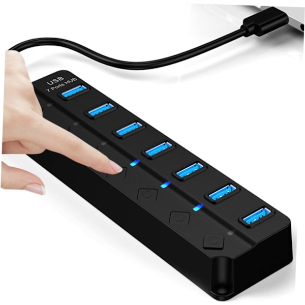 7-port USB-hub USB-splitteradapter Backupstrøm Enkel for bærbar PC og stasjonær