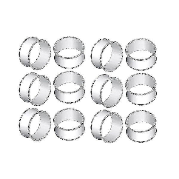 12 st Silver Drumformade Pärl-Sido Servett Ringar Delikat Servett Spännen