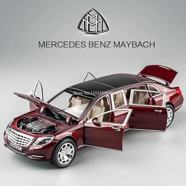 1/24 Maybach S600 Leksaksbil i Metall, Hög Simulation, Gjutna Metallleksaker, Modeller, Fordon för Pojkar, Barnkollektion, Presentbilar Black