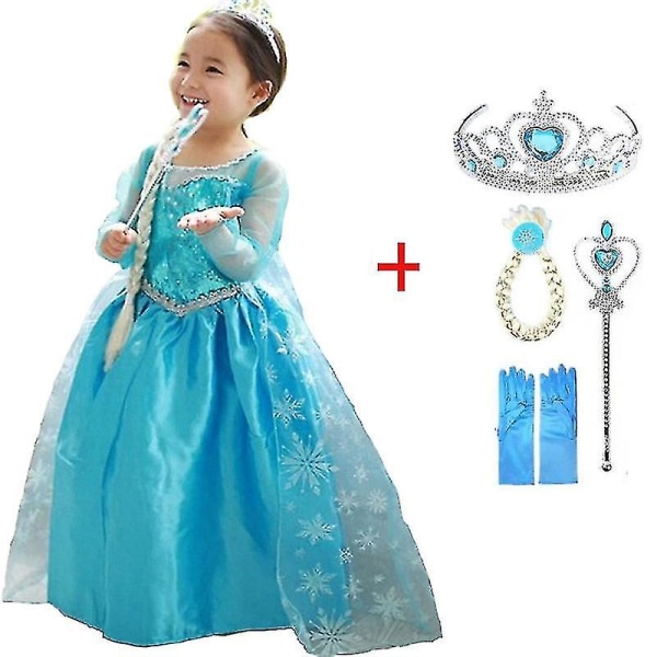 Ny Elsa Klänning Flickor Sommarklänning Prinsessa Cosplay Kostym Klänningar För Barn Jul Födelsedag Fancy Party Vestidos Menina elsa set 9