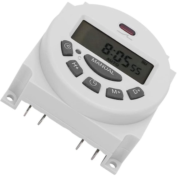 Digital Programmerbar Tidskontrollbryter Mikrodatamaskin Elektronisk Timer (hvit) (1 stk)