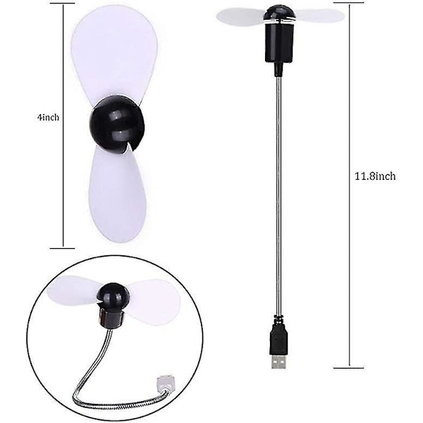 4 stk. USB Mini Slange Fan Metal Fleksibel Kølefan