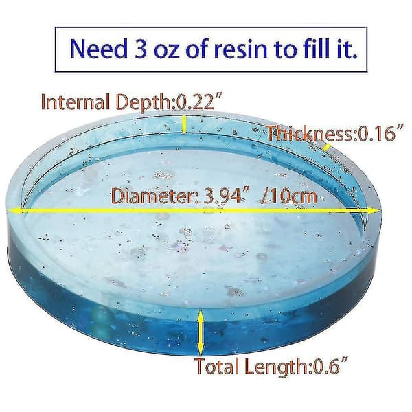 4 Pakk Store DIY Runde Koster Silikonform, Diameter 3.94 tommer/10 cm