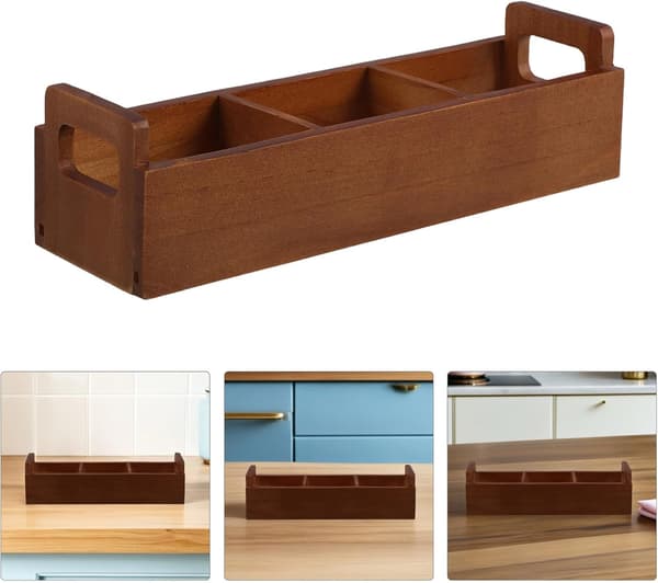 Te-pose Organizer Boks Kaffe Te Organizer Stor Kapacitet Træ Opbevaringsboks