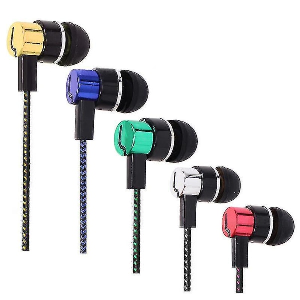 3,5 mm kablet slitesterk metalløretelefoner Stereo In Ear ørepropper Mic