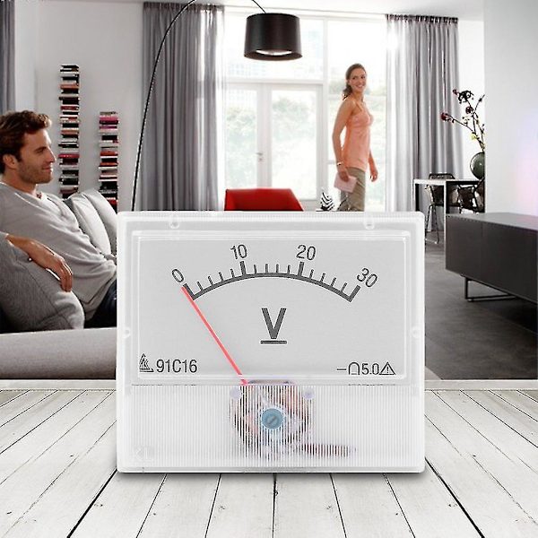 DC 0-30V Kvadratisk Analog Volt Panelmåler Voltmeter