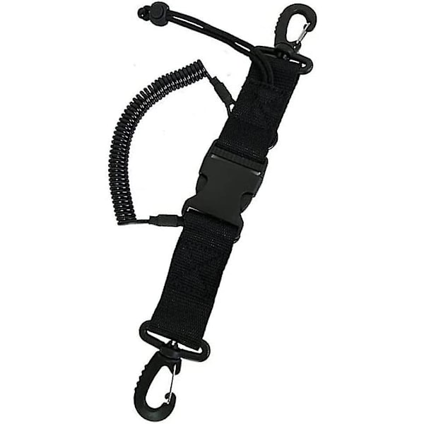 Dykkekrok, dykke lanyard tungt anti-tapt undervannsfjærspiral kamera stropp dykkeklips svart 1 stk